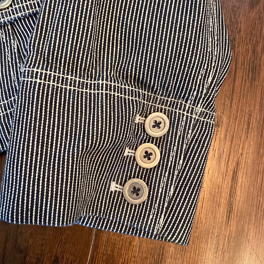 Ann Taylor Loft Stripped Denim Jacket - Picture 4 of 5